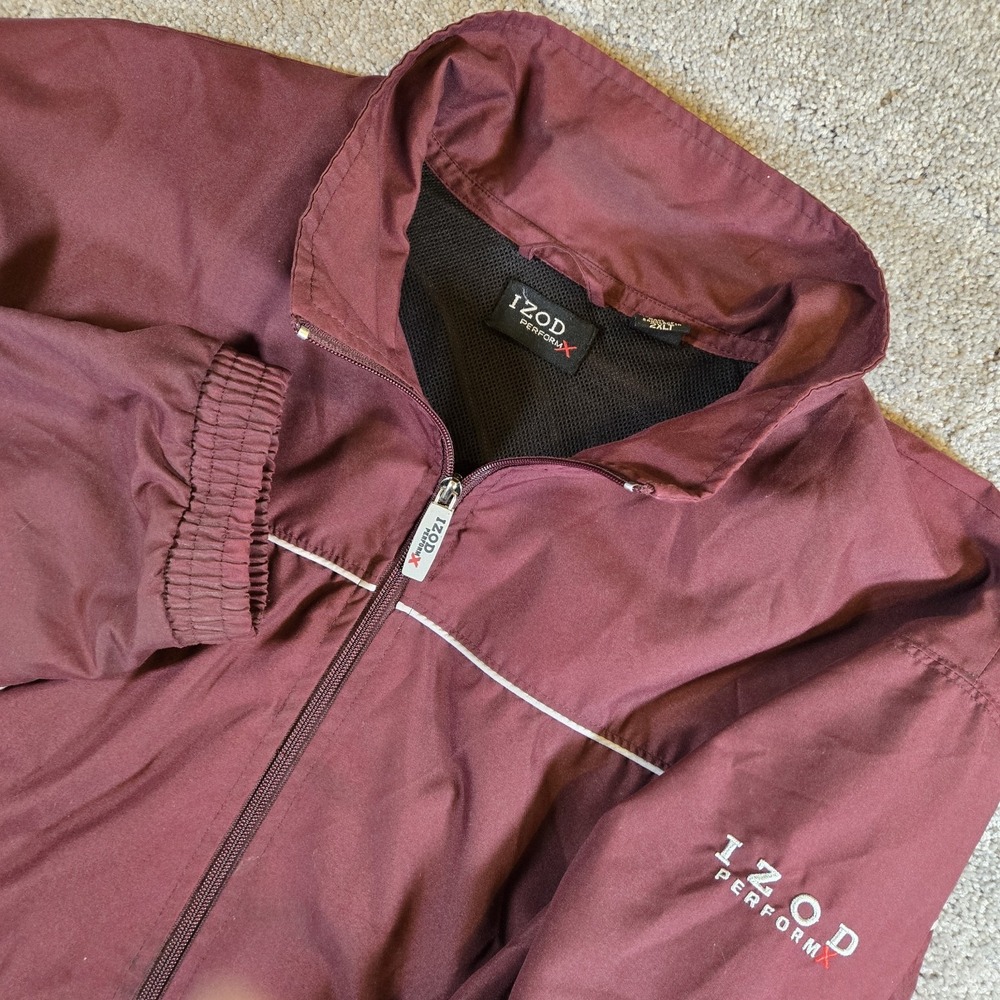 IZOD PerformX Mens Full Zip Long Sleeve Weatherproof Maroon Jacket 2XLT